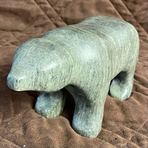 Signed DIMU Soapstone Bear Sculpture, 6.5″ Vintage Canadian Dieter Muckenheim